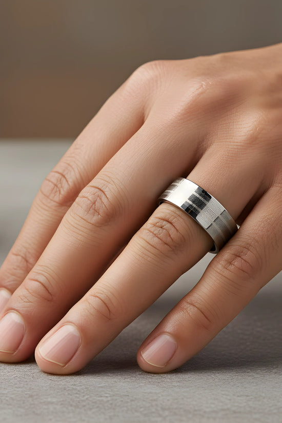Brushed Stainless Steel Stripe Ring 5.9cm