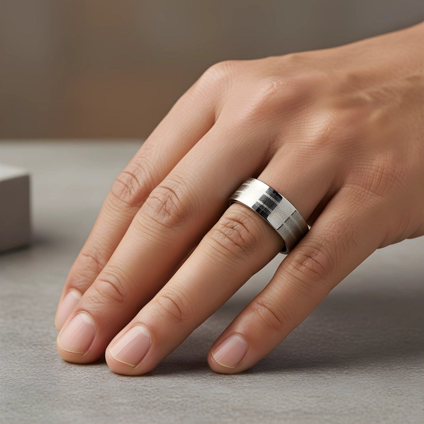 Brushed Stainless Steel Stripe Ring 5.9cm