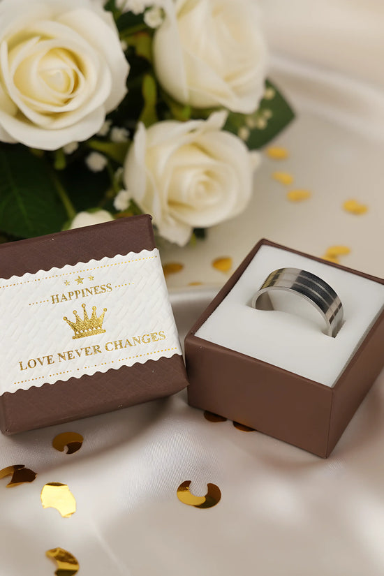 Brushed Stainless Steel Stripe Ring 5.9cm