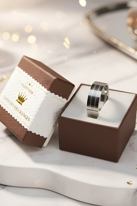 Brushed Stainless Steel Stripe Ring 5.9cm