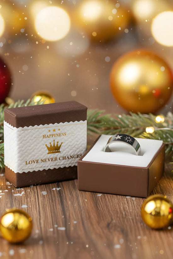 Stainless Steel Sun & Star Engraved Ring 5.6cm