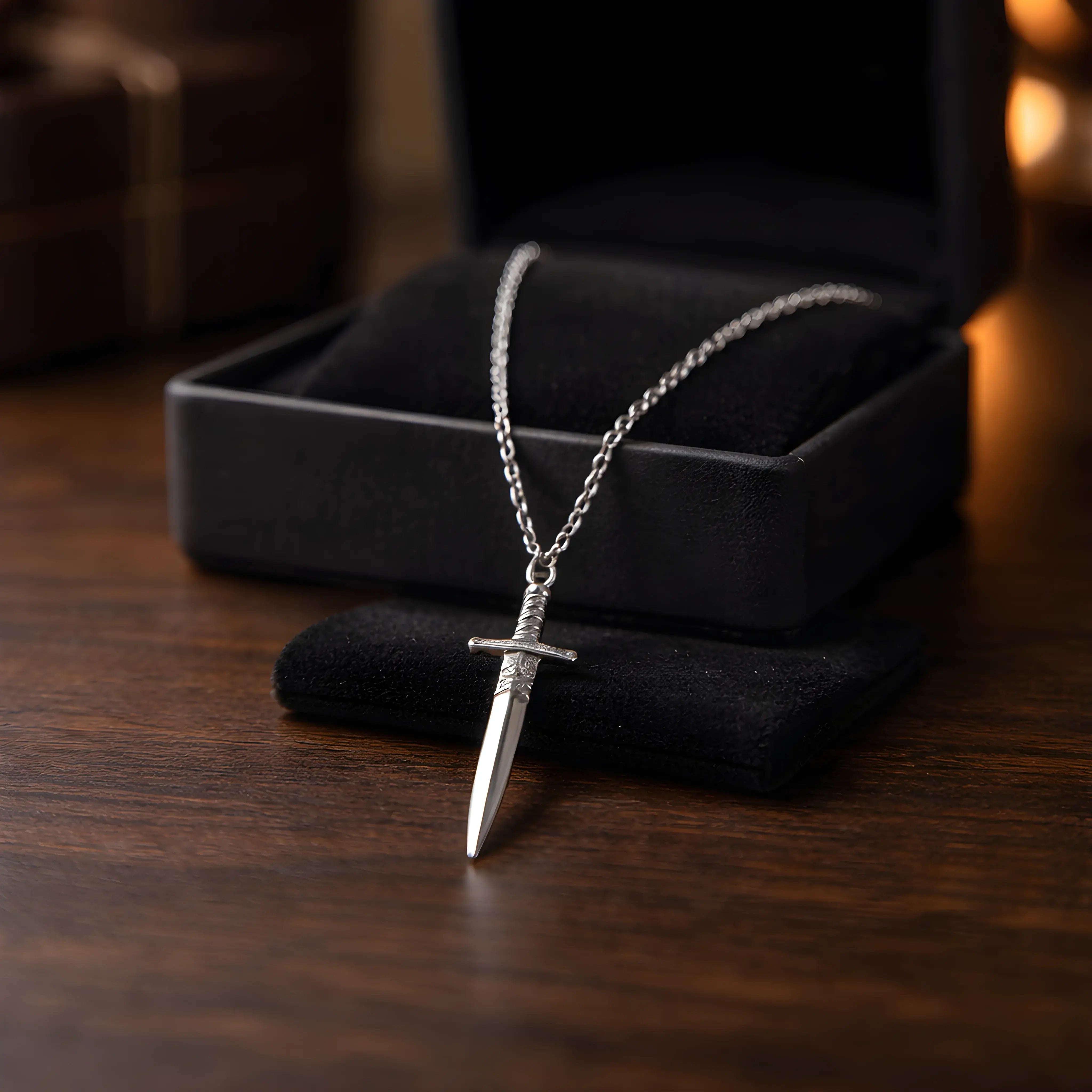 The Vanguard Blade: Detailed Silver Dagger Pendant