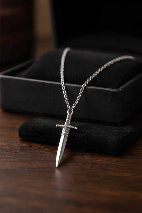 The Vanguard Blade: Detailed Silver Dagger Pendant