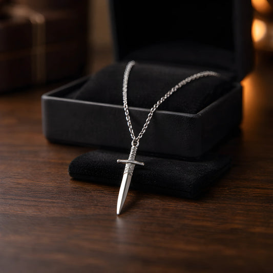 The Vanguard Blade: Detailed Silver Dagger Pendant
