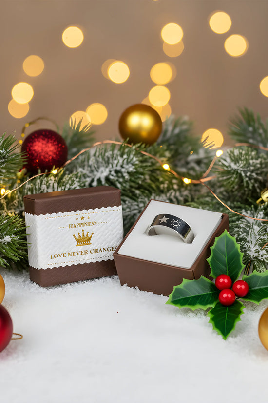 Stainless Steel Sun & Star Engraved Ring 5.6cm