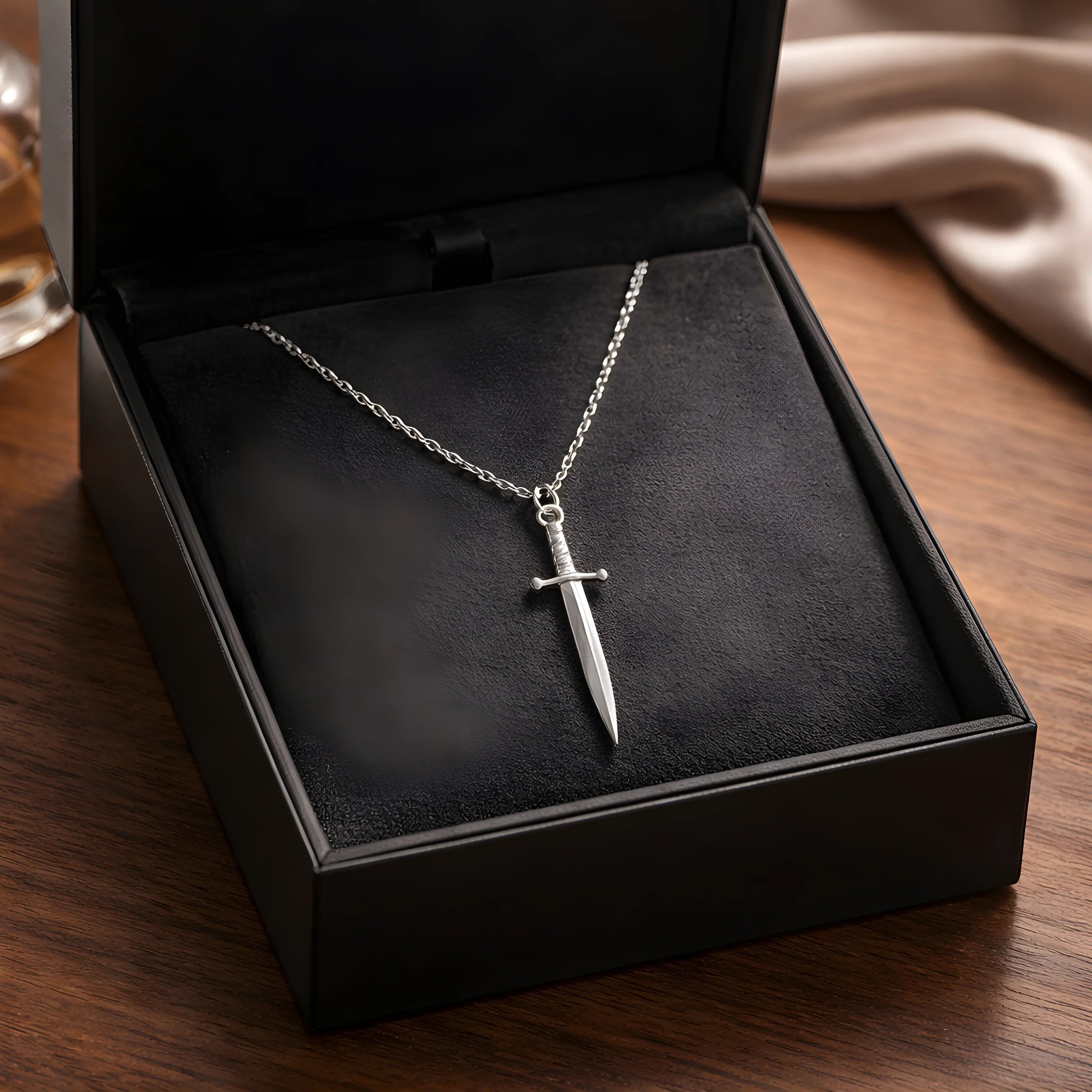 The Vanguard Blade: Detailed Silver Dagger Pendant