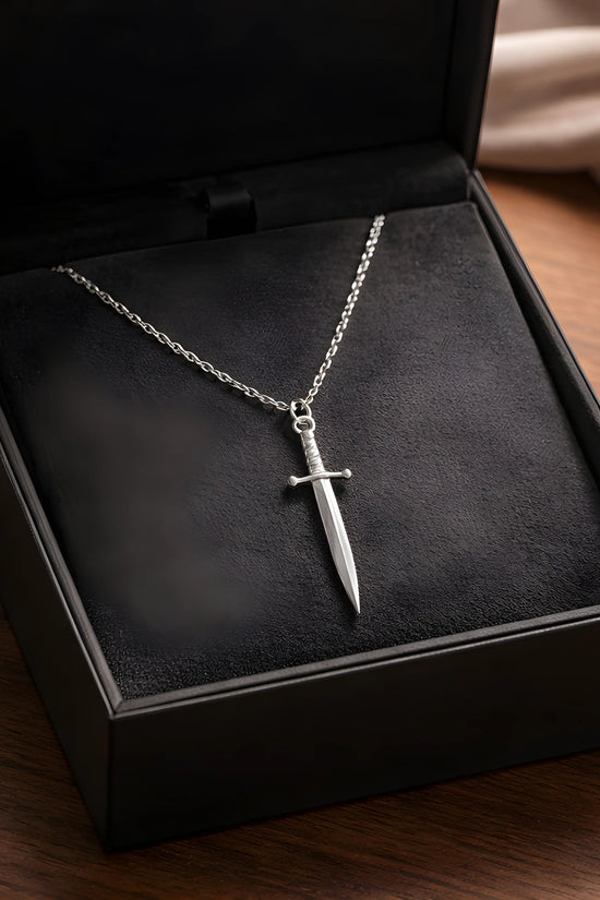 The Vanguard Blade: Detailed Silver Dagger Pendant