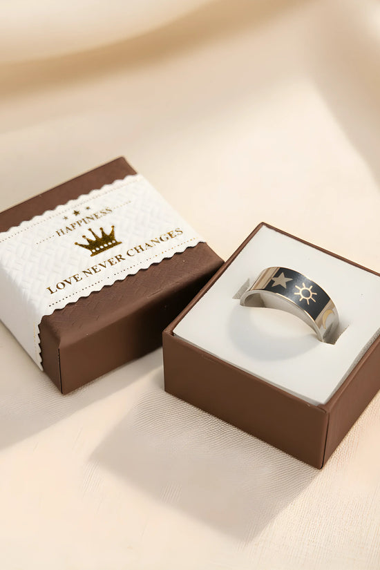 Stainless Steel Sun & Star Engraved Ring 5.6cm