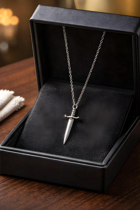 The Vanguard Blade: Detailed Silver Dagger Pendant