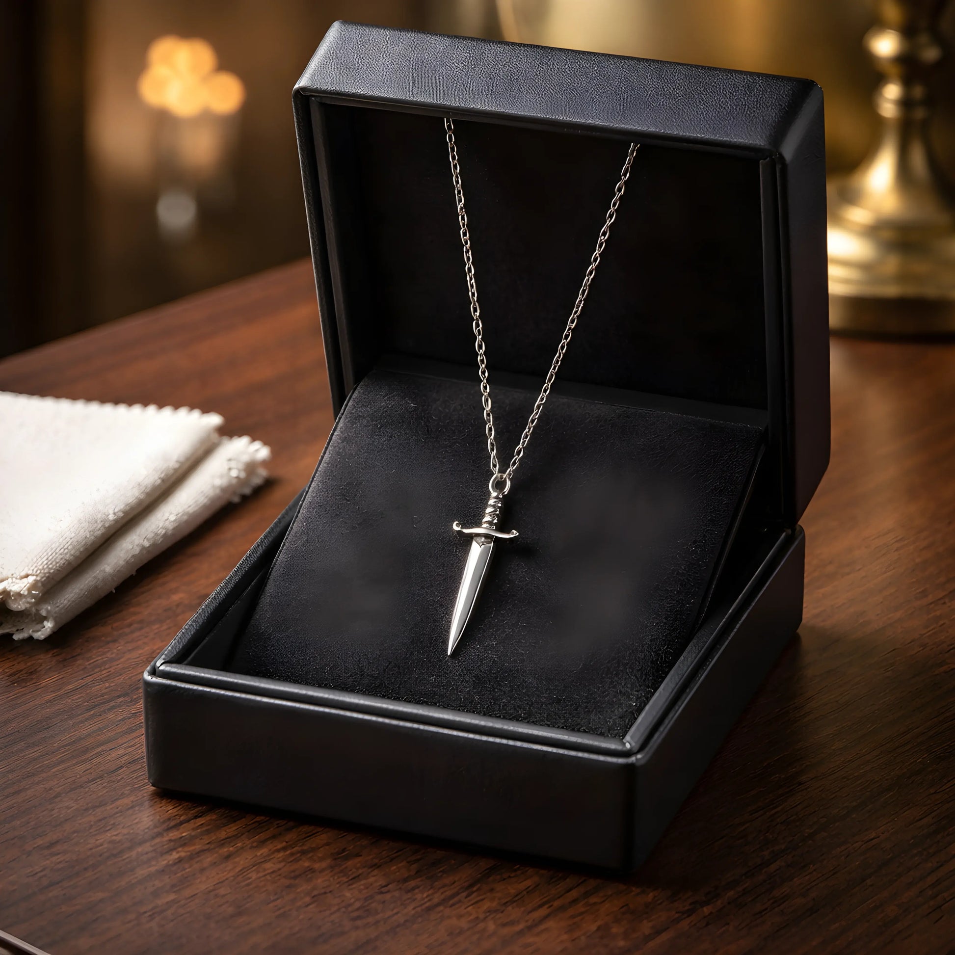 The Vanguard Blade: Detailed Silver Dagger Pendant