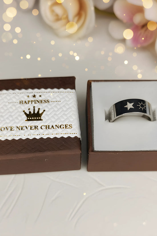 Stainless Steel Sun & Star Engraved Ring 5.6cm