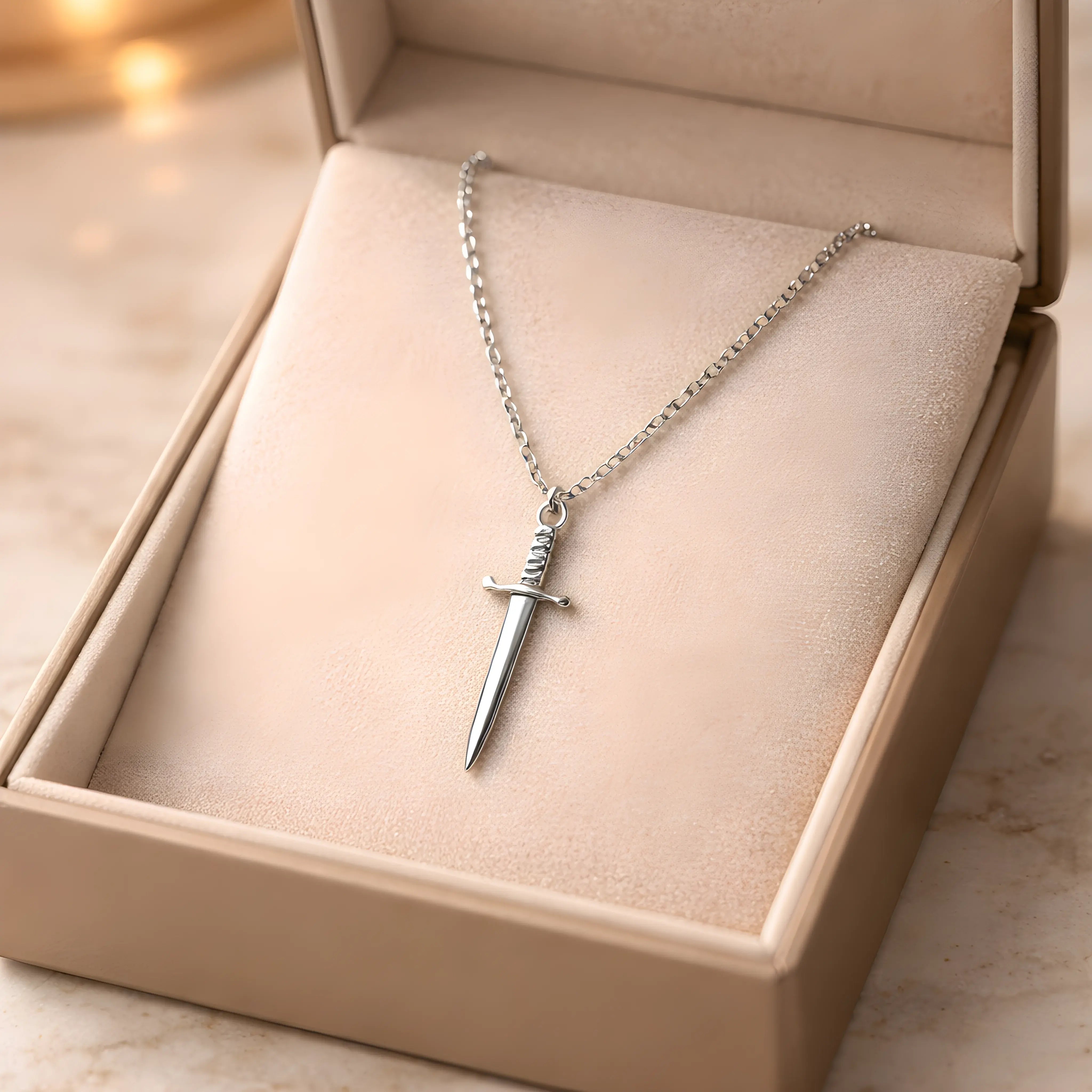 The Vanguard Blade: Detailed Silver Dagger Pendant
