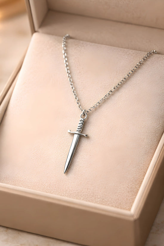 The Vanguard Blade: Detailed Silver Dagger Pendant