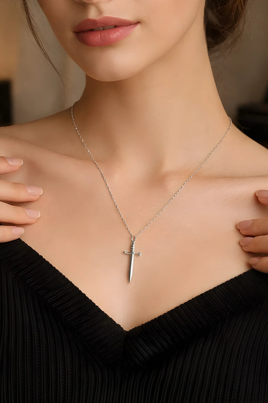 The Vanguard Blade: Detailed Silver Dagger Pendant