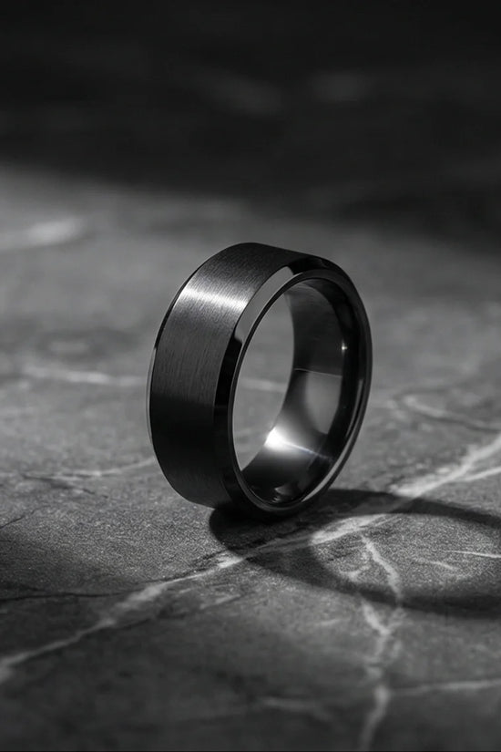 The Midnight Stealth: Matte Black Beveled Ring