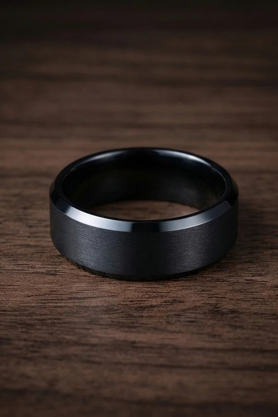 The Midnight Stealth: Matte Black Beveled Ring