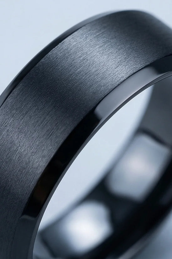 The Midnight Stealth: Matte Black Beveled Ring