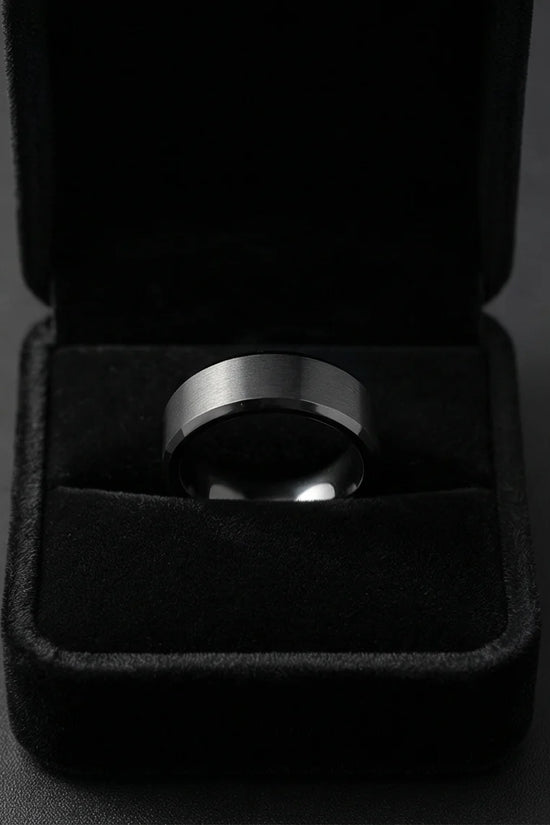The Midnight Stealth: Matte Black Beveled Ring