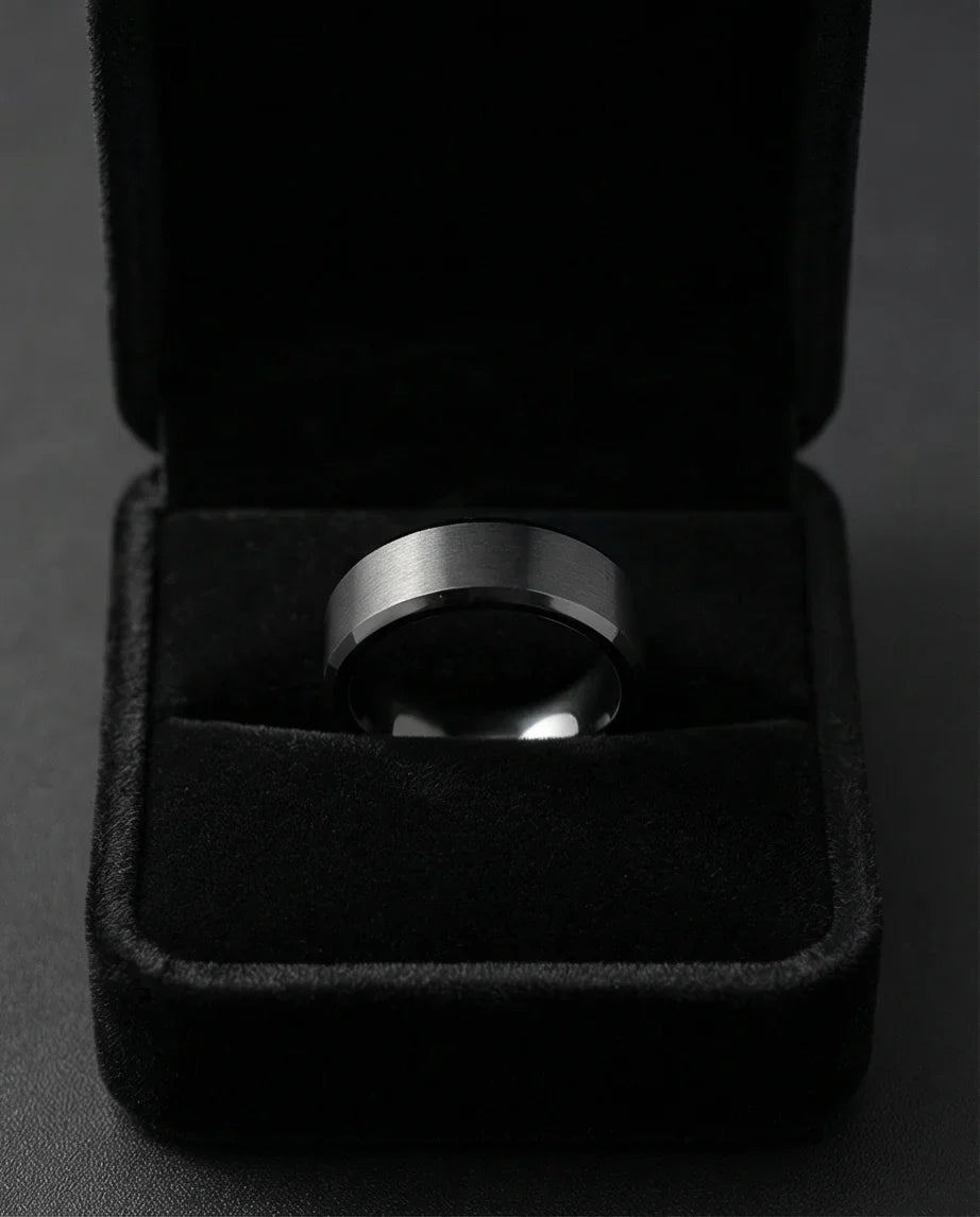 The Midnight Stealth: Matte Black Beveled Ring