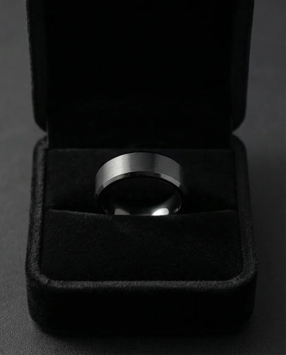 The Midnight Stealth: Matte Black Beveled Ring