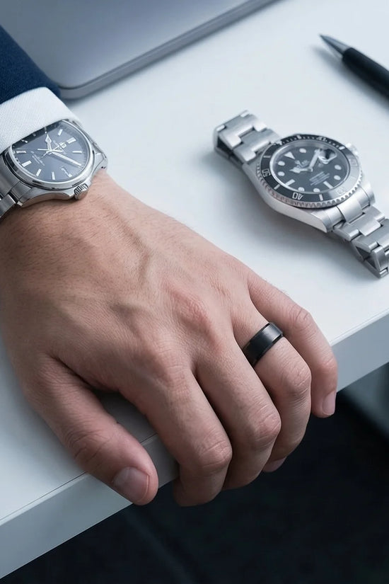 The Midnight Stealth: Matte Black Beveled Ring