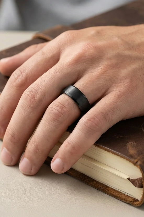 The Midnight Stealth: Matte Black Beveled Ring
