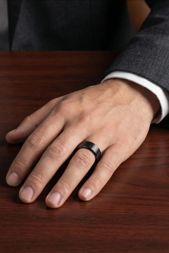 The Midnight Stealth: Matte Black Beveled Ring