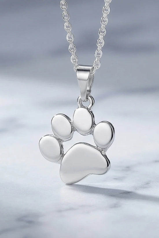 The Eternal Paw: High-Polish Silver Pet Necklace