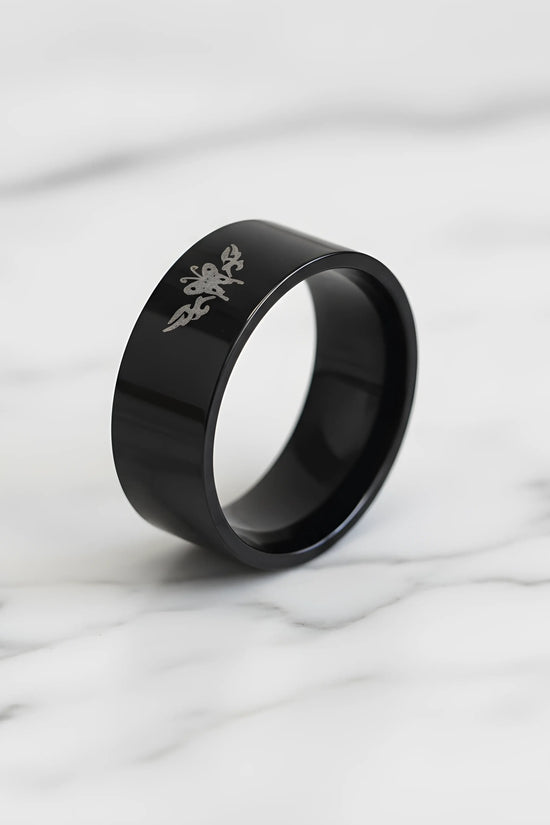 Minimalist Black Engraved Ring 5.6cm