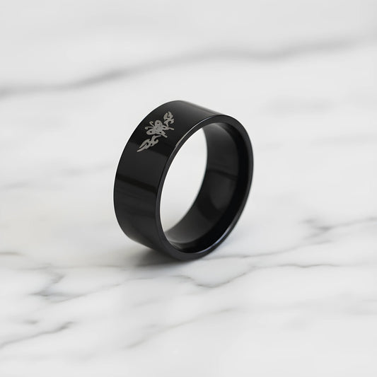 Minimalist Black Engraved Ring 5.6cm