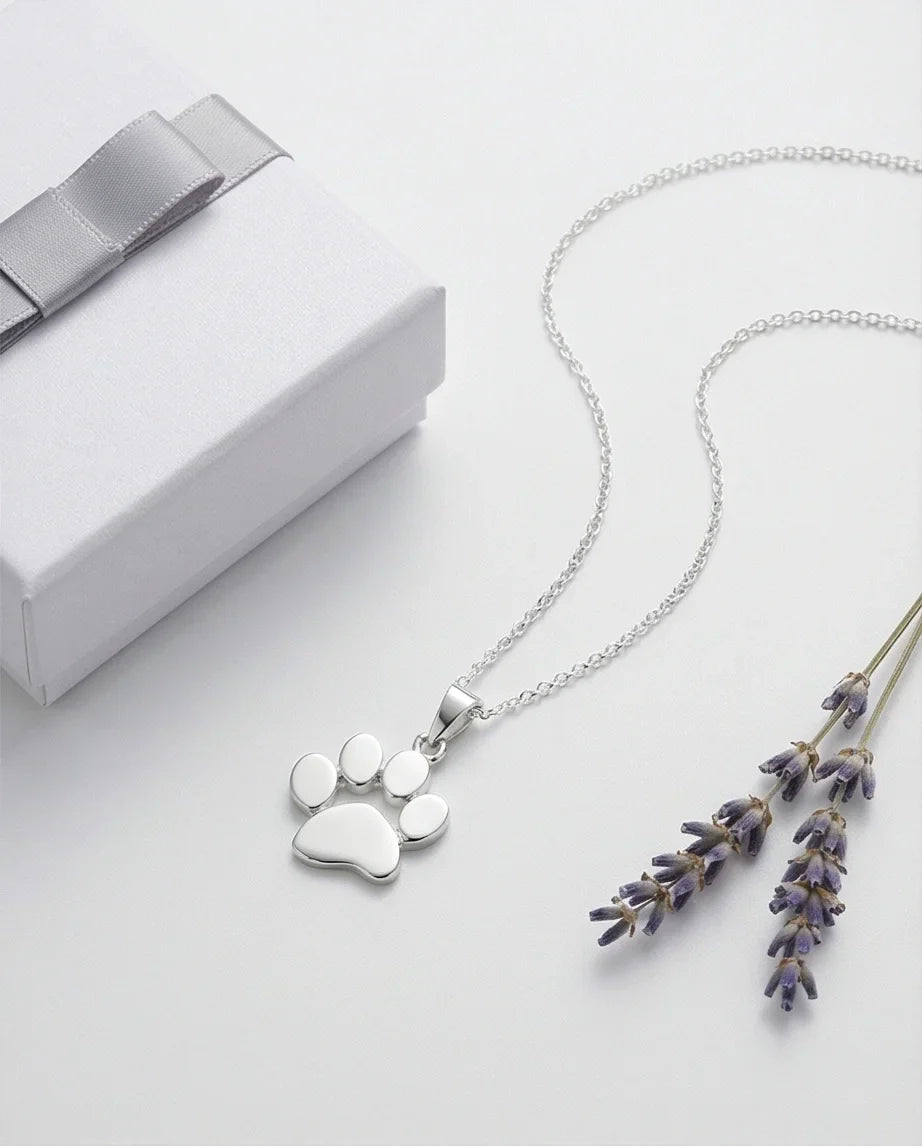 The Eternal Paw: High-Polish Silver Pet Necklace