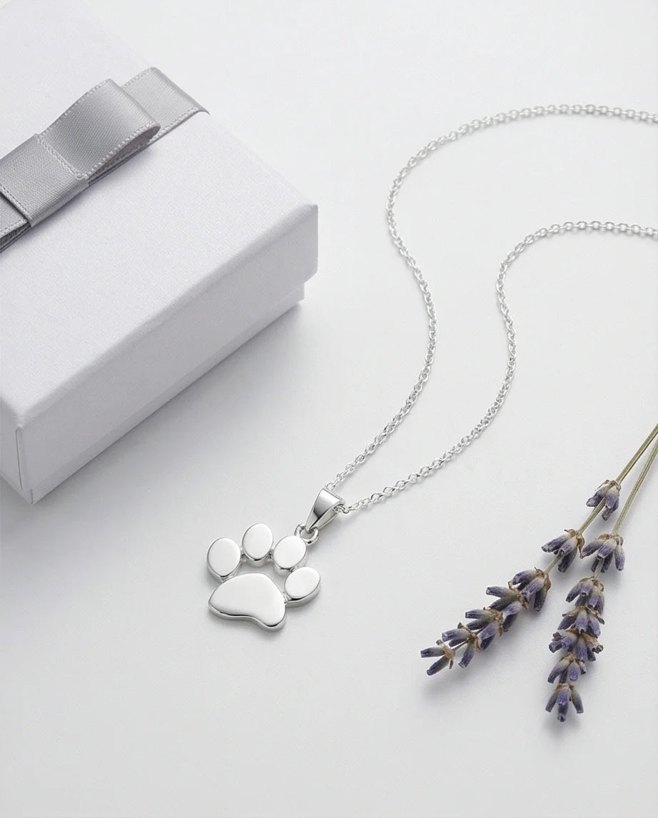The Eternal Paw: High-Polish Silver Pet Necklace