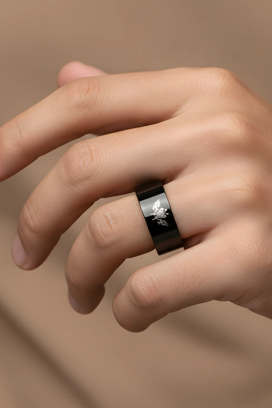 Minimalist Black Engraved Ring 5.6cm