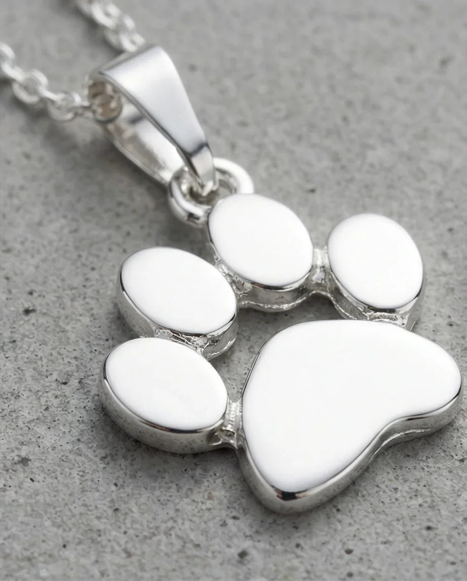 The Eternal Paw: High-Polish Silver Pet Necklace