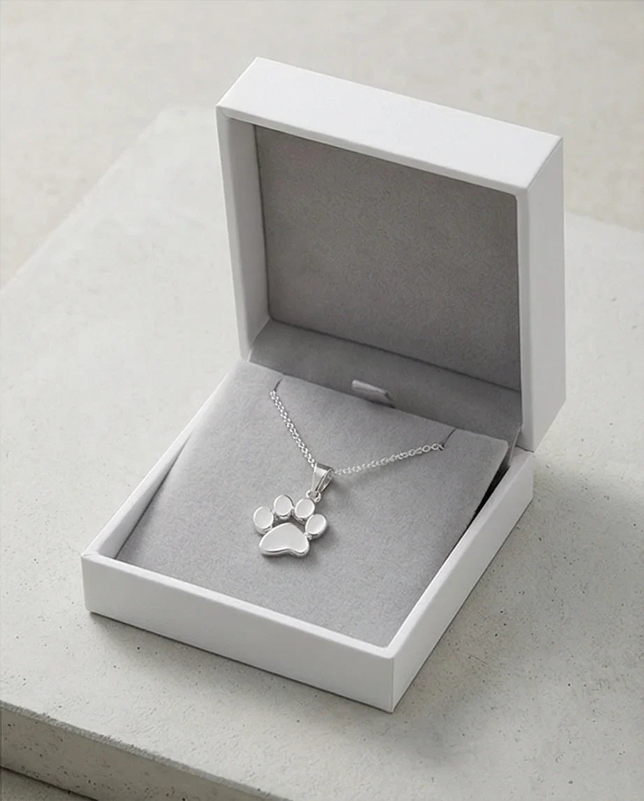 The Eternal Paw: High-Polish Silver Pet Necklace