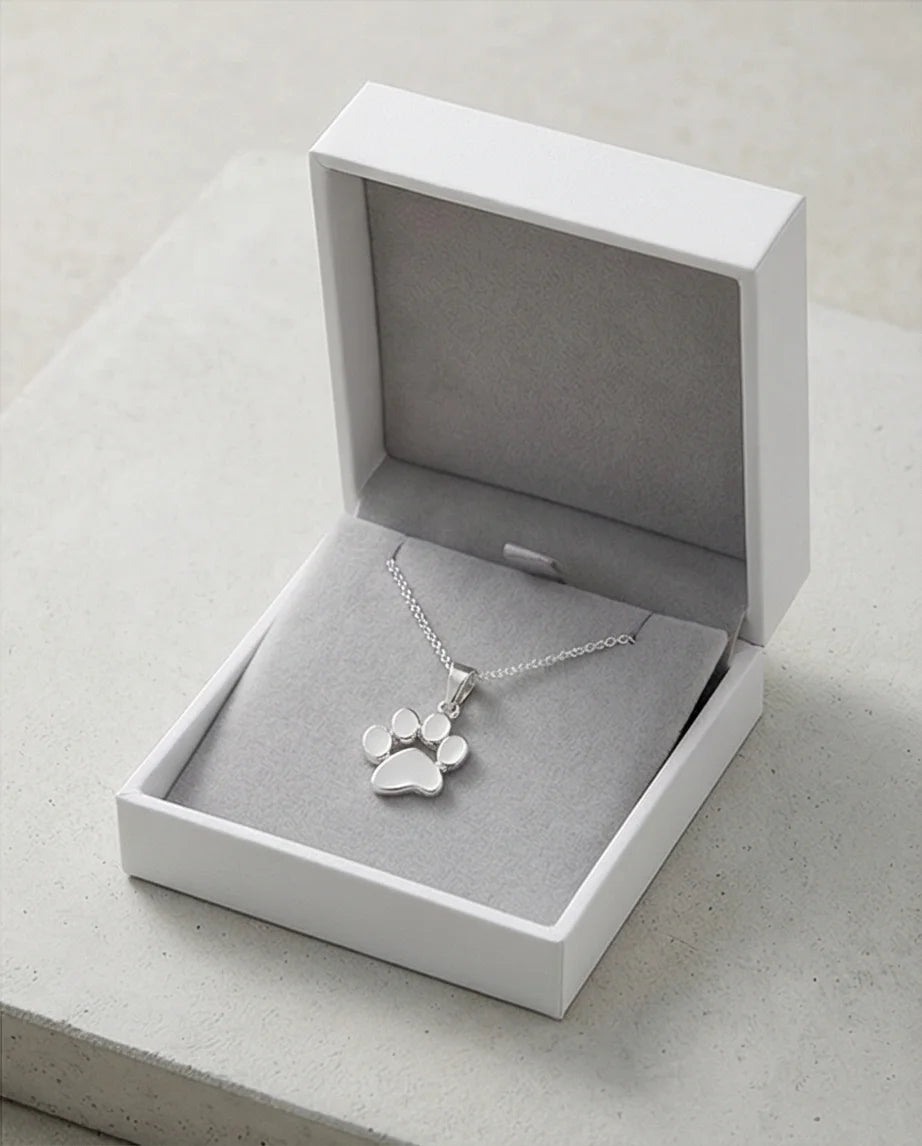 The Eternal Paw: High-Polish Silver Pet Necklace