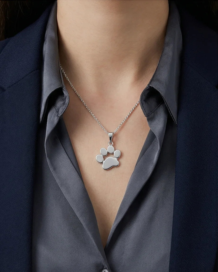 The Eternal Paw: High-Polish Silver Pet Necklace