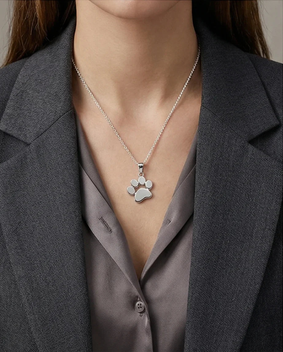 The Eternal Paw: High-Polish Silver Pet Necklace
