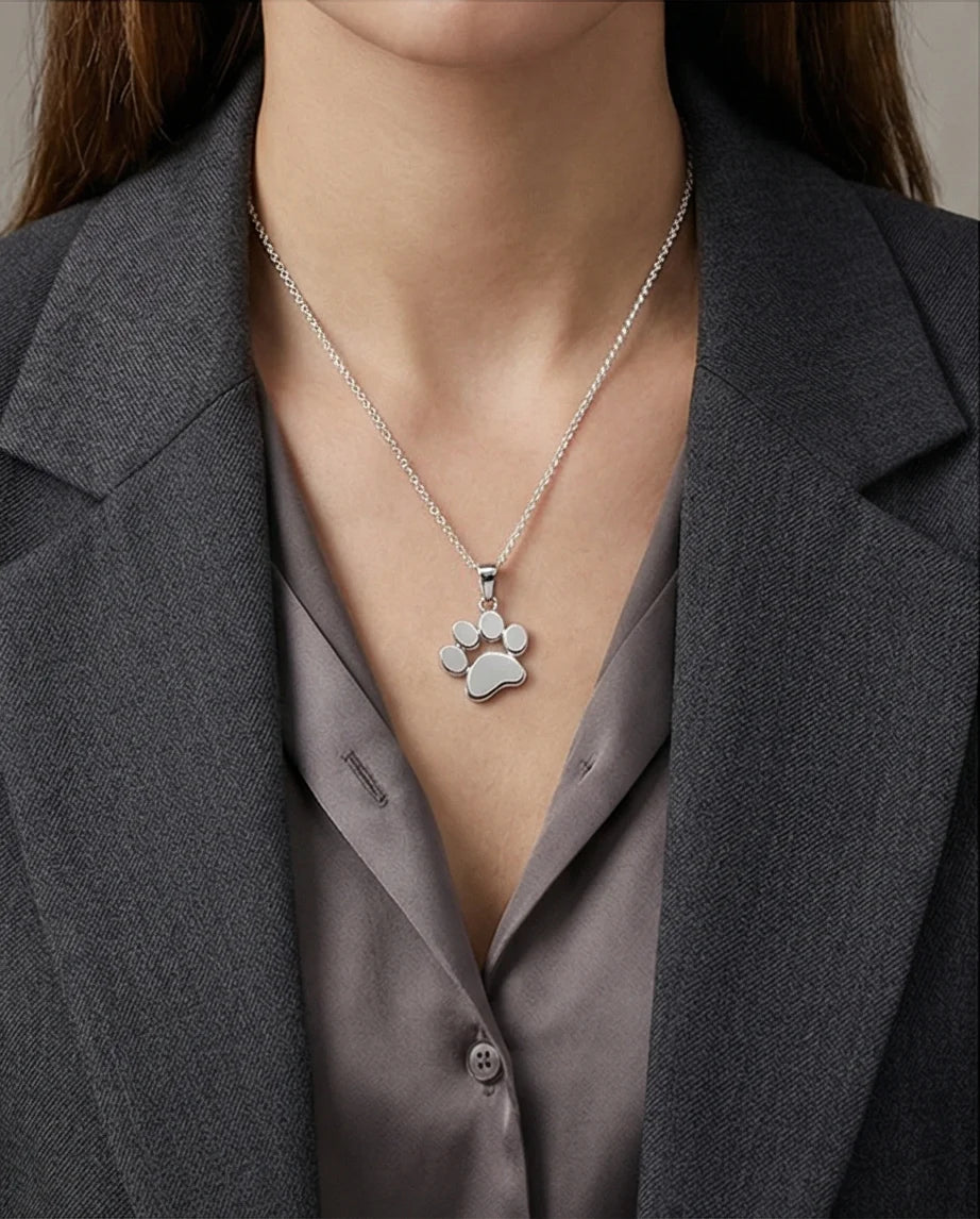 The Eternal Paw: High-Polish Silver Pet Necklace