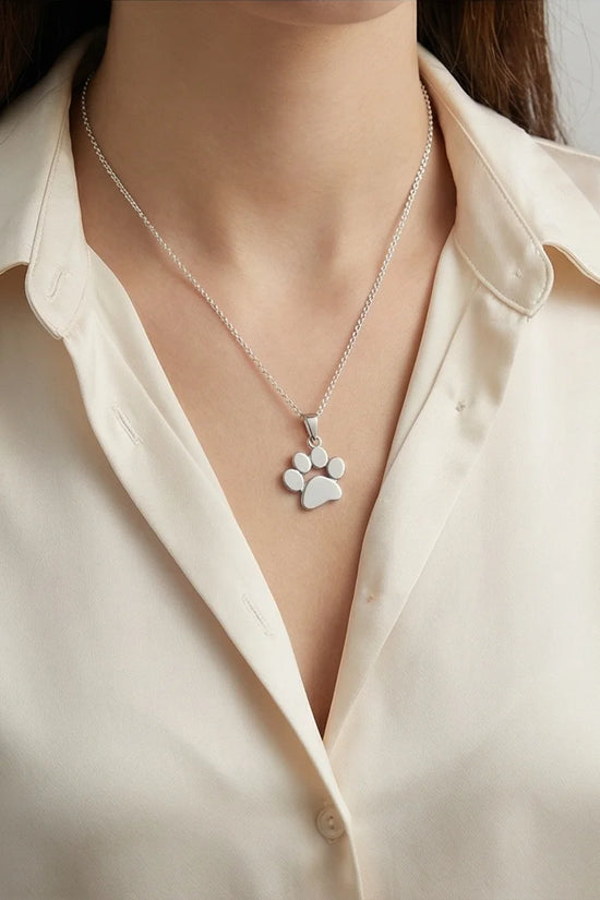 The Eternal Paw: High-Polish Silver Pet Necklace
