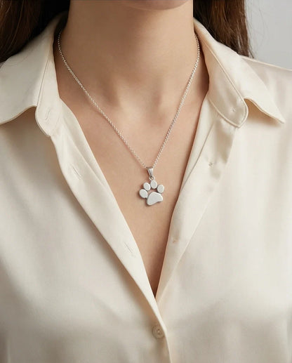 The Eternal Paw: High-Polish Silver Pet Necklace