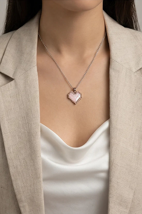 The Digital Blush: Marbled Rose Gold Pixel Heart