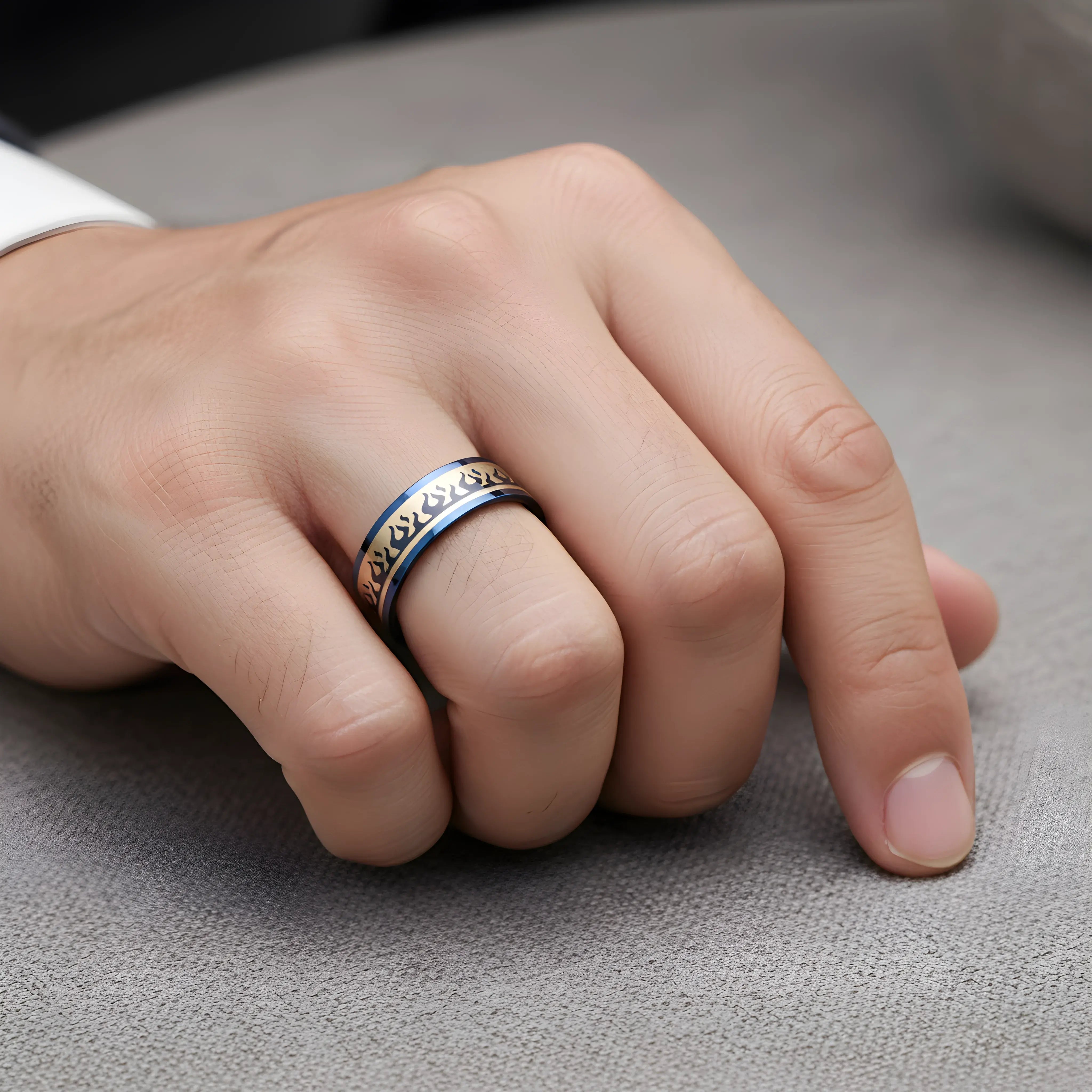 Blue Flame Pattern Ring 6.6cm