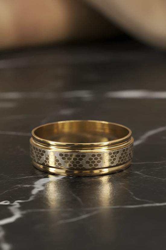 Gold Honeycomb Pattern Ring 6.5cm