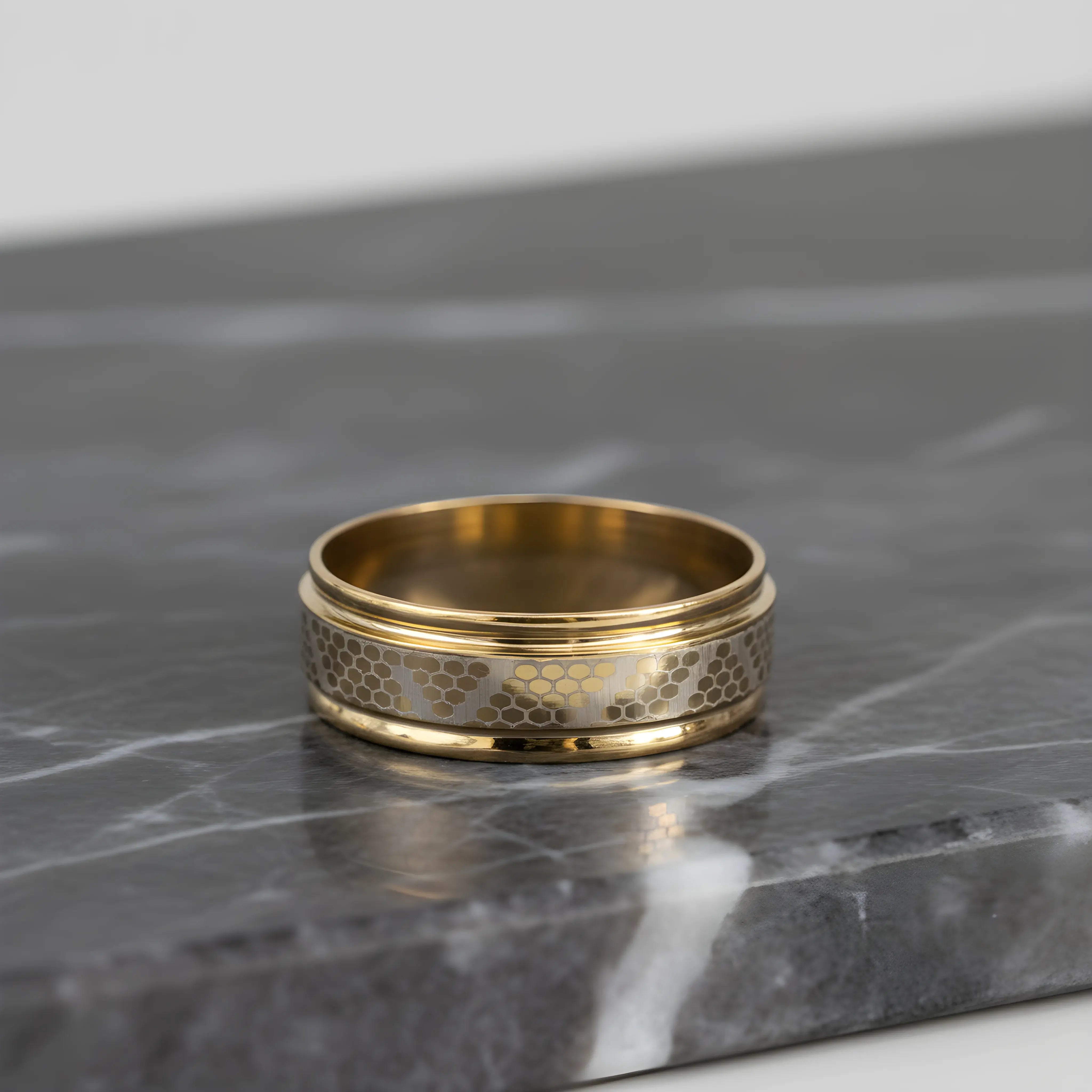 Gold Honeycomb Pattern Ring 6.5cm