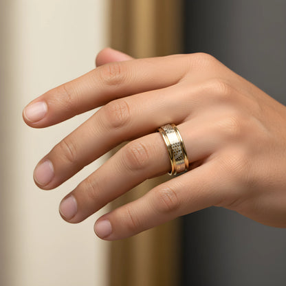Gold Honeycomb Pattern Ring 6.5cm