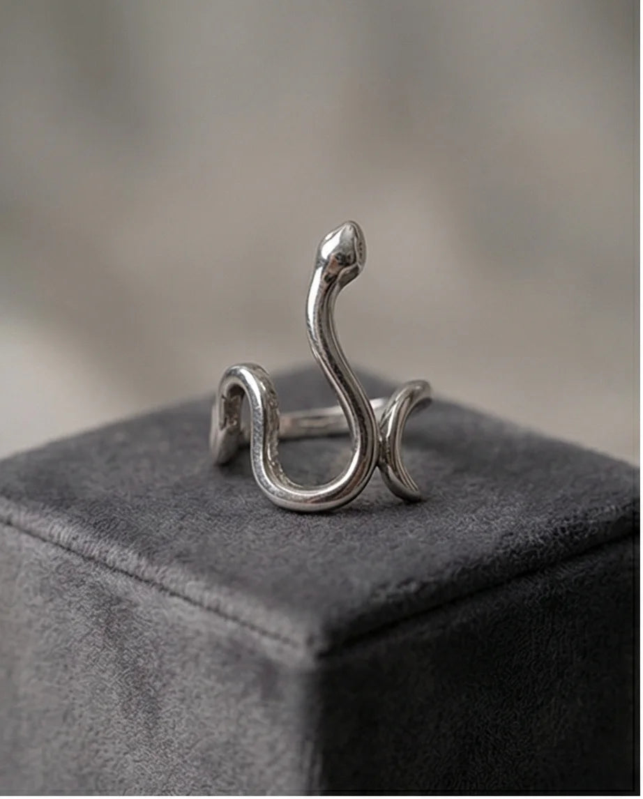 Silver Coil: Sleek Sculptural Serpentine Ring