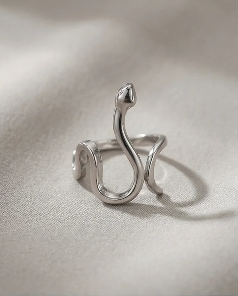 Silver Coil: Sleek Sculptural Serpentine Ring
