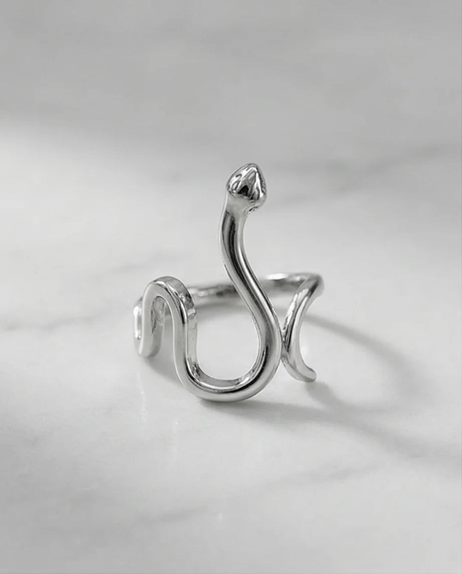 Silver Coil: Sleek Sculptural Serpentine Ring