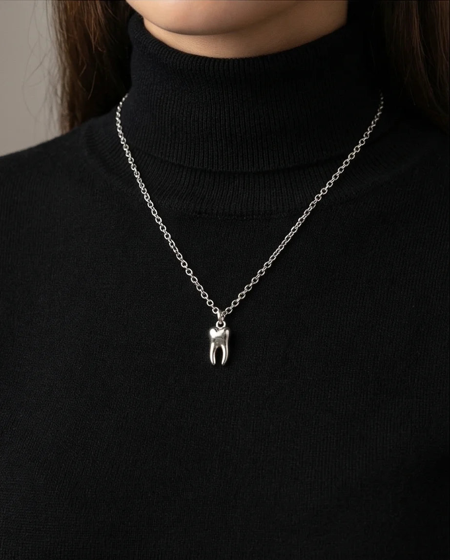 The Dental Crown: Polished Silver Molar Necklace